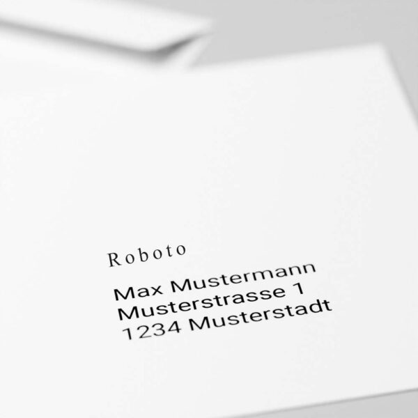 Schriftart der Adresse: Roboto