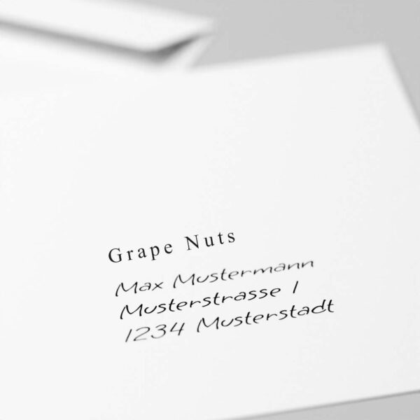 Schriftart der Adresse: Grape Nuts