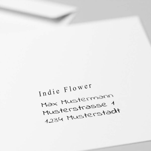 Schriftart der Adresse: Indie Flower